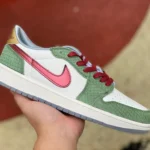 Air Jordan 1 Retro Low White Green Red Sneakers FN3727-100