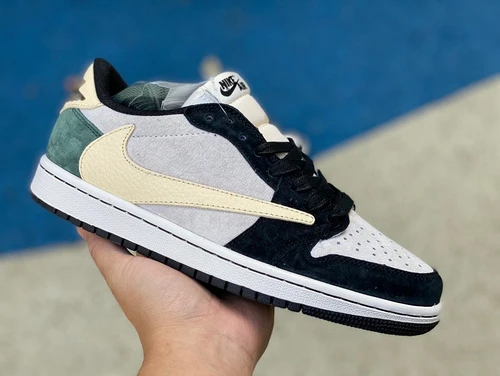 Travis Scott x Air Jordan 1 Low Black Gray Green DM7866-811