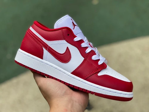 Air Jordan 1 Low White Red Sneakers 553560-615