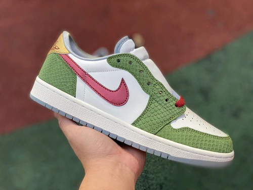 Nike Air Jordan 1 Low White Green Red Sneakers FN3727-100