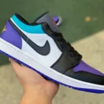 Air Jordan 1 Low White Black Purple Sneakers 553558-154