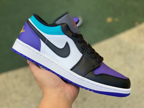 Air Jordan 1 Low White Black Purple Sneakers 553558-154