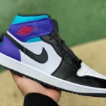 Air Jordan 1 Mid Black White Purple Sneakers DQ8426-154