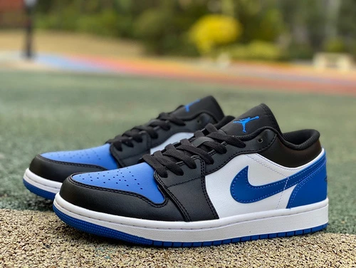 Air Jordan 1 Low "Black Blue White" Retro Low-Top Basketball Sneaker 553558-140