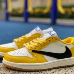 Travis Scott x Air Jordan 1 Low Golf White Yellow Black DZ4137-700