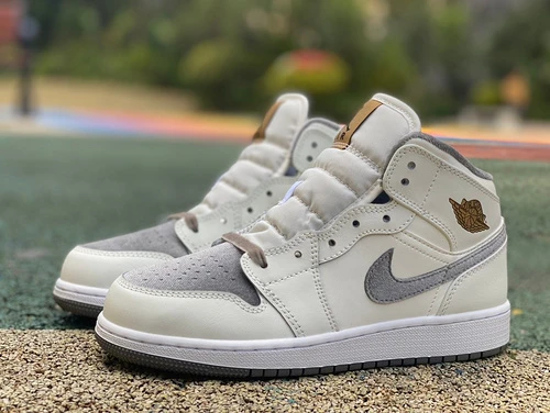 Air Jordan 1 Mid Beige Grey Sneakers FB9899-100