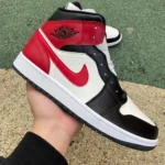 Air Jordan 1 Mid Black Red Sneakers BQ6472-160