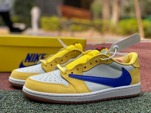 Travis Scott x Air Jordan 1 Low Canary White Yellow Blue DZ4137-700