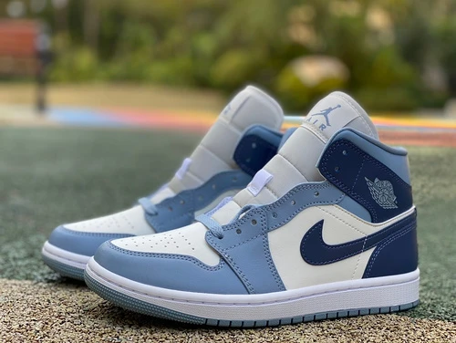 Air Jordan 1 Mid White Blue Sneakers BQ6472-140