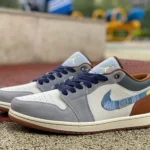 Air Jordan 1 Low White Blue Denim Sneakers FZ5042-041