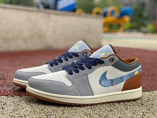 Air Jordan 1 Low White Blue Denim Sneakers FZ5042-041