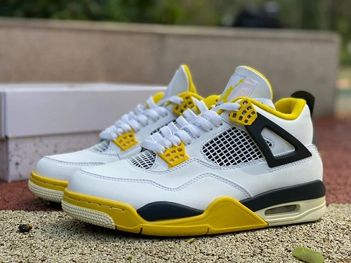 Air Jordan 4 "White Black Yellow" AJ4 AQ9129-101