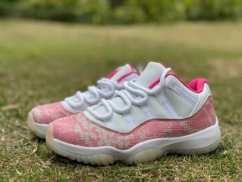 Air Jordan 11 Low "Pink Snakeskin" White Pink Basketball Shoes AH7860-106