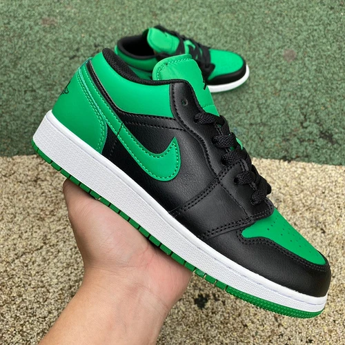 Air Jordan 1 Low "Black Green Toe" Basketball Sneaker 553560-065