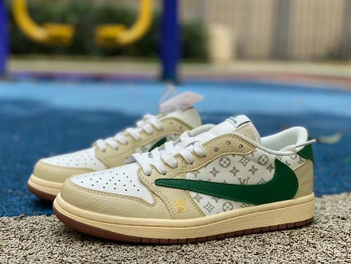 Travis Scott x Air Jordan 1 Low x Louis Vuitton Yellow Green Sneakers LX1988-300