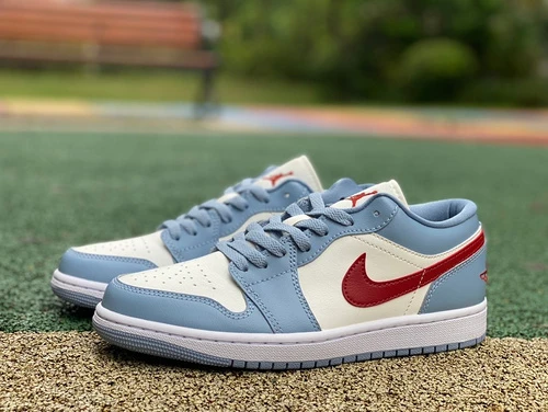 Air Jordan 1 Low White Blue Red Sneakers DC0774-164