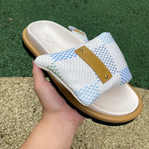 LOUIS VUITTON Slides White Blue