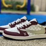 Travis Scott x Air Jordan 1 Low x Louis Vuitton Red White Sneakers LX1988-400