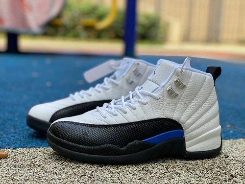 Air Jordan 12 "Blueberry" White Black Blue Sneakers CT8013-140