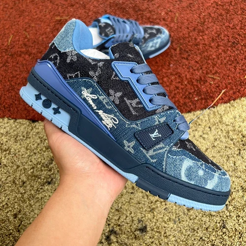 LOUIS VUITTON Trainer Black Blue Denim