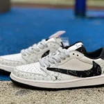 Travis Scott x Air Jordan 1 Low x Louis Vuitton White Black Sneakers sj2068-005