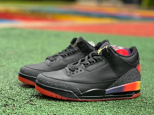 J Balvin x Air Jordan 3 "Rio" Black Rainbow Cut Piece Version