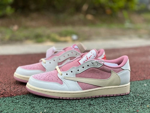 Travis Scott x Air Jordan 1 Low Pink White Sneakers DM7886-600