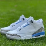 Air Jordan 3 "UNC" White Blue Cracked Leather