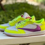 Travis Scott x Air Jordan 1 Low Golf White Purple Neon Green DM7866-666