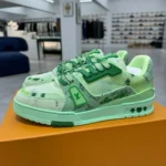 LV Trainer Green Denim