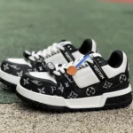 LOUIS VUITTON Trainer Maxi White Black Denim