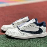 Louis Vuitton x Travis Scott x Air Jordan 1 Low Blue White Sneakers sj2068-004