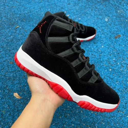 Air Jordan 11 WMNS "Bred Velvet" Black Red Velvet Basketball Shoes DB5457-061