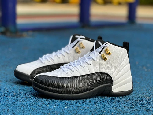 Air Jordan 12 "Taxi" White Gold Sneakers 130690-125