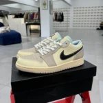 Air Jordan 1 Low Beige Brown Woven Sneakers HQ3440-101