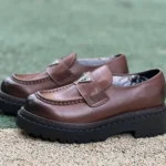 Prada Black Brown Leather Loafers