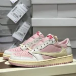 Travis Scott x Air Jordan 1 Low Pink White Sneakers DM7866-600