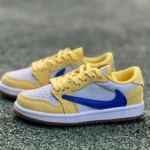 Travis Scott x Air Jordan 1 Low Yellow Blue Kids DZ5909-700