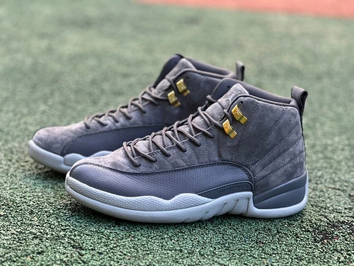 Air Jordan 12 "Dark Grey" Grey Suede Sneakers 130690-005