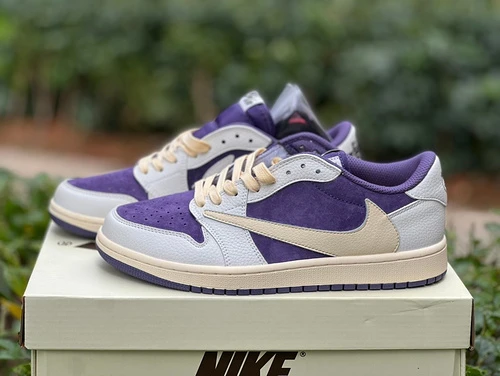 Travis Scott x Air Jordan 1 Low White Purple CQ4277-117