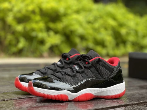 Air Jordan 11 Low "Bred" Black Red Basketball Shoes 528895-528896-012