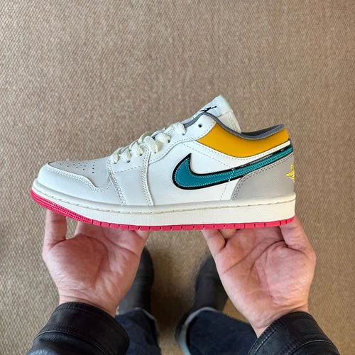 DT Pure Original AJ1 Low White Multi-Color Hook Sneakers HV4511-133