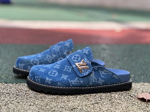 路易威登 LV 半拖鞋蓝色舒适牛仔拖鞋