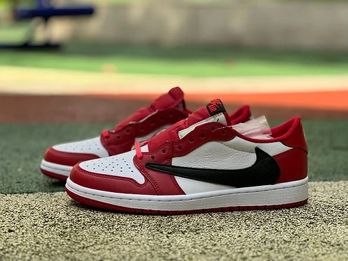 LJR版 AJ1 Travis Scott 低帮白黑红运动鞋 DM7866-101