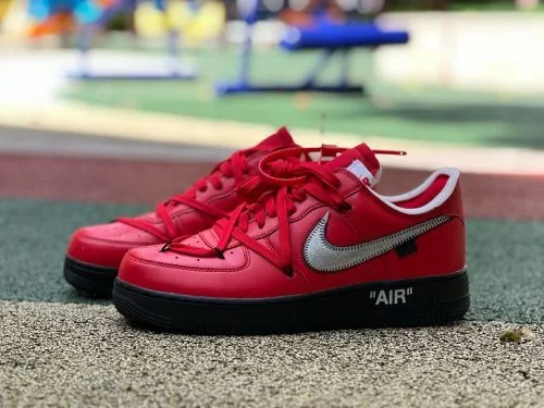 Off-White x Nike Air Force 1 低帮黑红运动鞋 DD1876-600