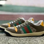 GUCCI Screener 帆布金属双G珐琅橄榄绿休闲鞋