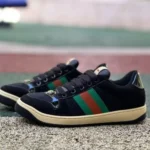 GUCCI Screener 帆布金属双G珐琅黑绿休闲鞋