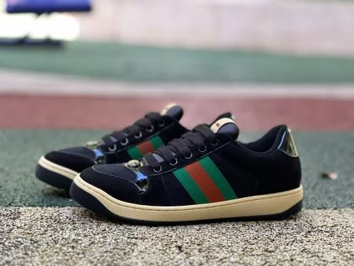 GUCCI Screener 帆布金属双G珐琅黑绿休闲鞋