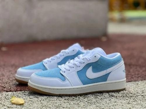 AJ1 低帮牛仔蓝白运动鞋