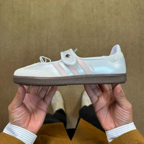 阿迪达斯 Samba Mary Jane 白粉舞蹈运动鞋 JR4482